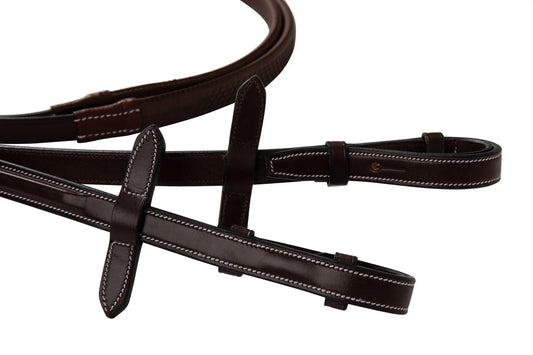 Huntley Equestrian Fancy Stitched Rubber Reins, 5/8" Inch Width - Huntley Equestrian