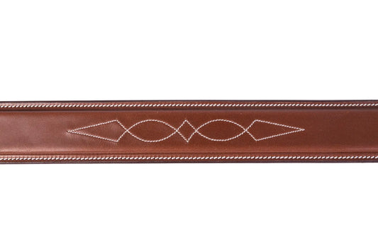 Huntley Equestrian Fancy Stitched Square Raised Noseband, 1 3/8" Inch wide. Noseband only. - Huntley Equestrian