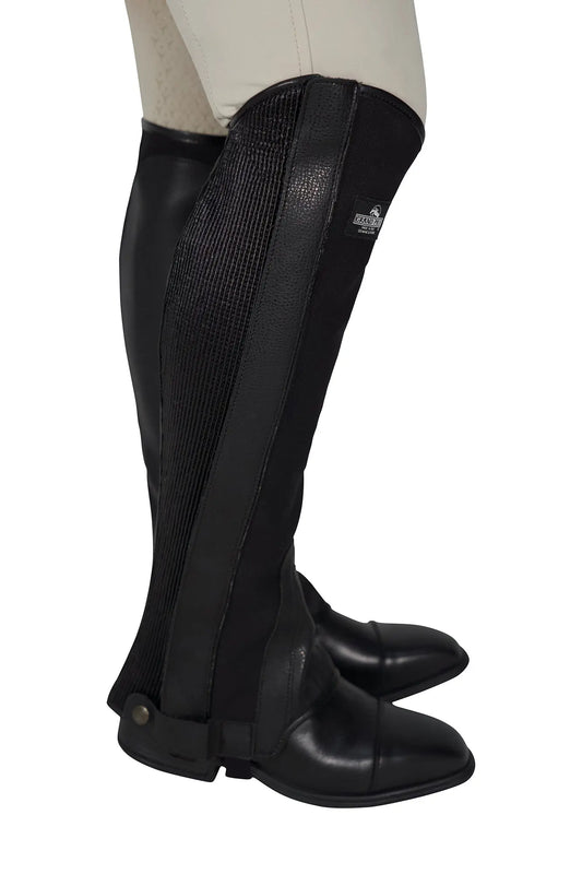 Grand Prix Full Italian Leather Half CHaps, Black Grand Prix