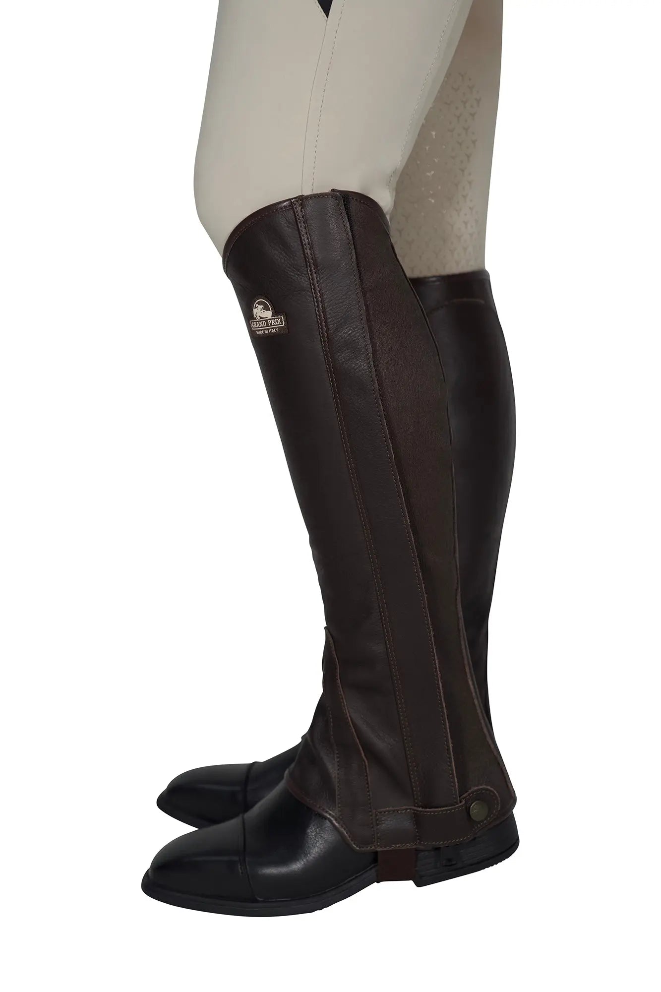 Grand Prix Full Italian Leather Half Chaps, Brown Grand Prix