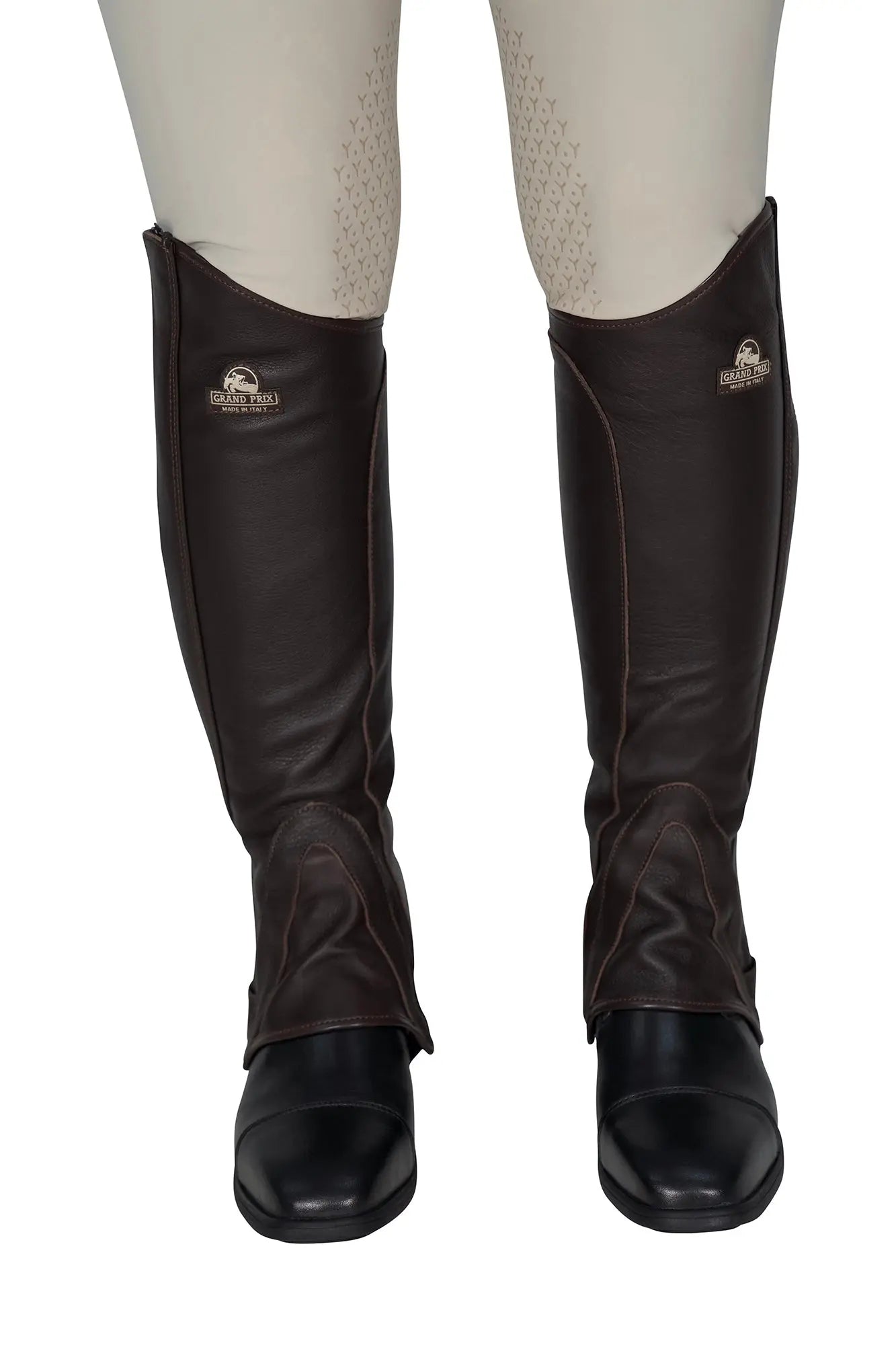 Grand Prix Full Italian Leather Half Chaps, Brown Grand Prix