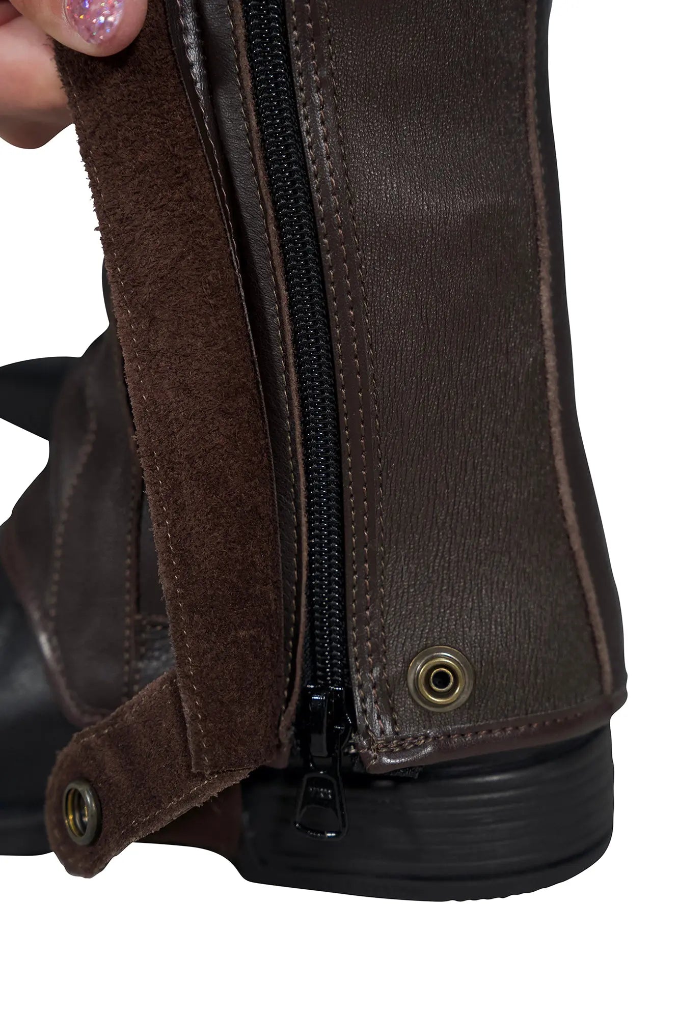 Grand Prix Full Italian Leather Half Chaps, Brown Grand Prix