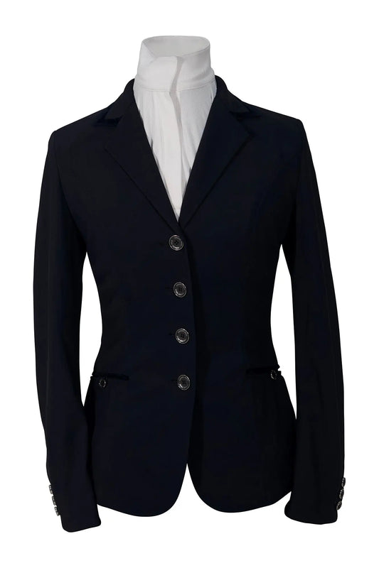 Grand Prix Saltare Premio Riding Show Coat, Navy with Navy Huntley Equestrian