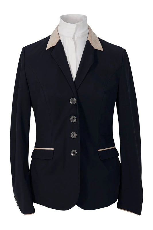 Grand Prix Saltare Premio Riding Show Jacket, Navy with Cream Suede Huntley Equestrian