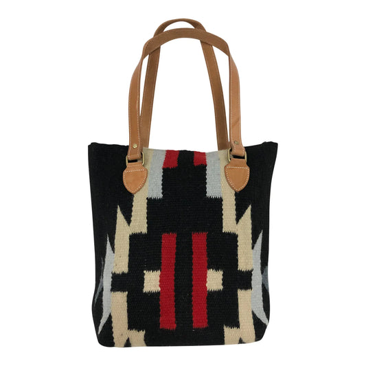 Huntley Black Navajo Southwestern Black Aztec Top Handle Tote Bag - Huntley Equestrian