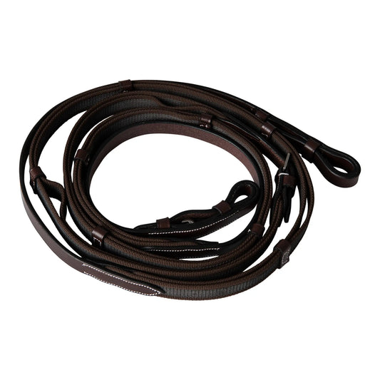 Huntley Equestrian Double Layer Web Grip Reins, Full Size - Huntley Equestrian