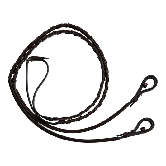 Huntley Equestrian Fancy Stitched Rubber Lined Laced Reins, Size Full - Huntley Equestrian