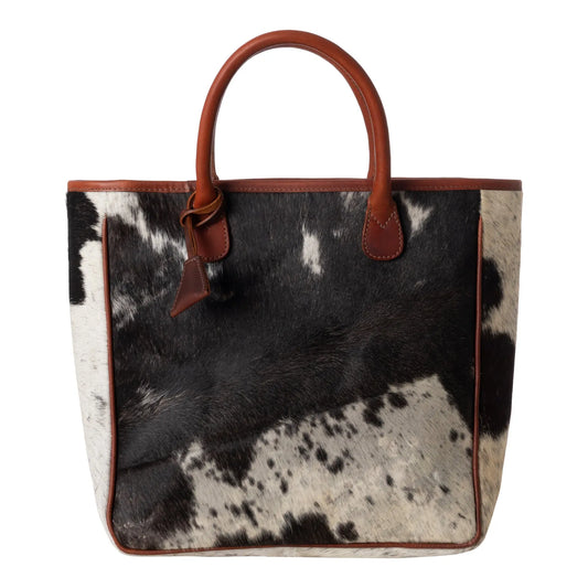 Huntley Equestrian Hair On Hide Cow Leather Tote Handbag - Huntley Equestrian