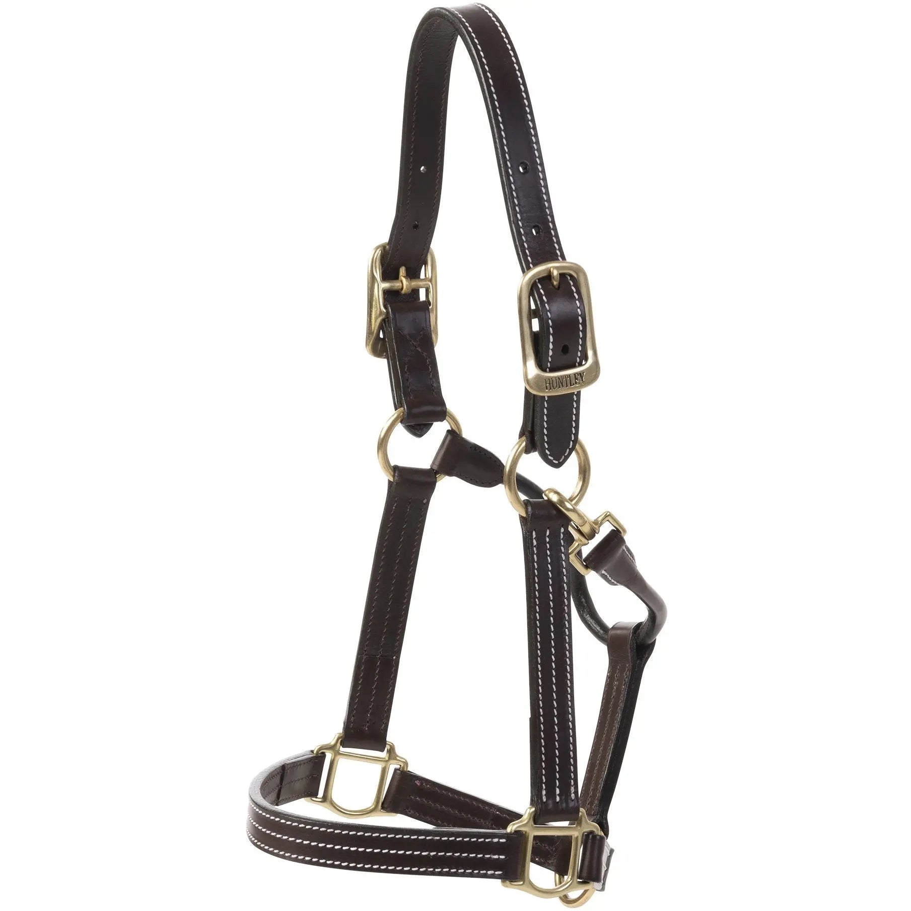 Huntley Equestrian Premium Leather Triple Stitched Halter with Snap - Huntley Equestrian