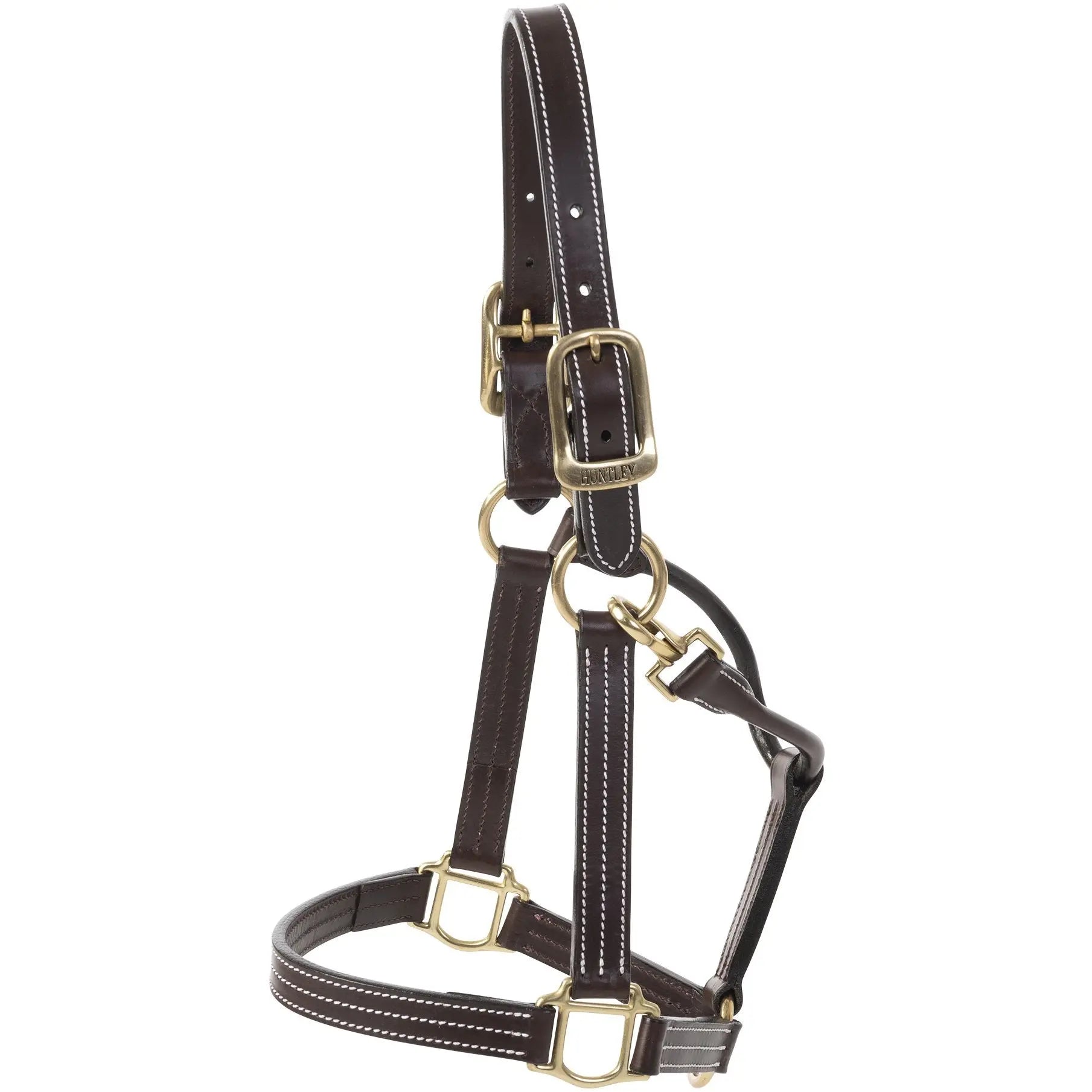 Huntley Equestrian Premium Leather Triple Stitched Halter with Snap - Huntley Equestrian