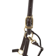 Huntley Equestrian Premium Leather Triple Stitched Halter with Snap - Huntley Equestrian