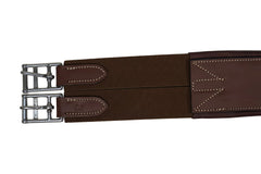 Huntley Equestrian Sedgwick Leather Fancy Stitched Padded Leather Contour Shaped Girth with Double End Elastic Huntley Equestrian