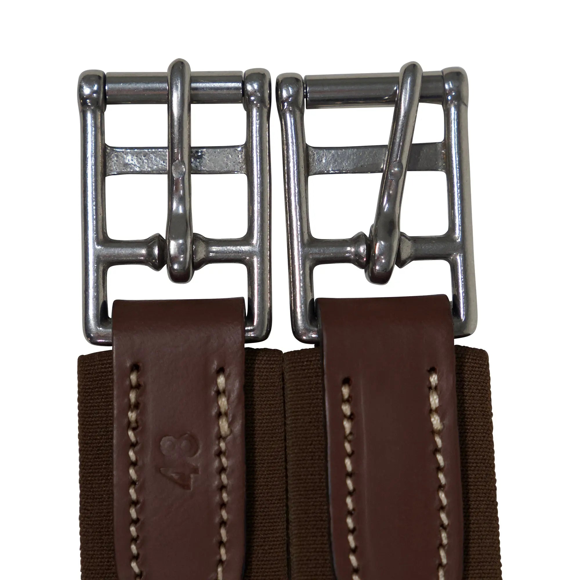 Huntley Equestrian Sedgwick Leather Fancy Stitched Padded Leather Contour Shaped Girth with Double End Elastic Huntley Equestrian