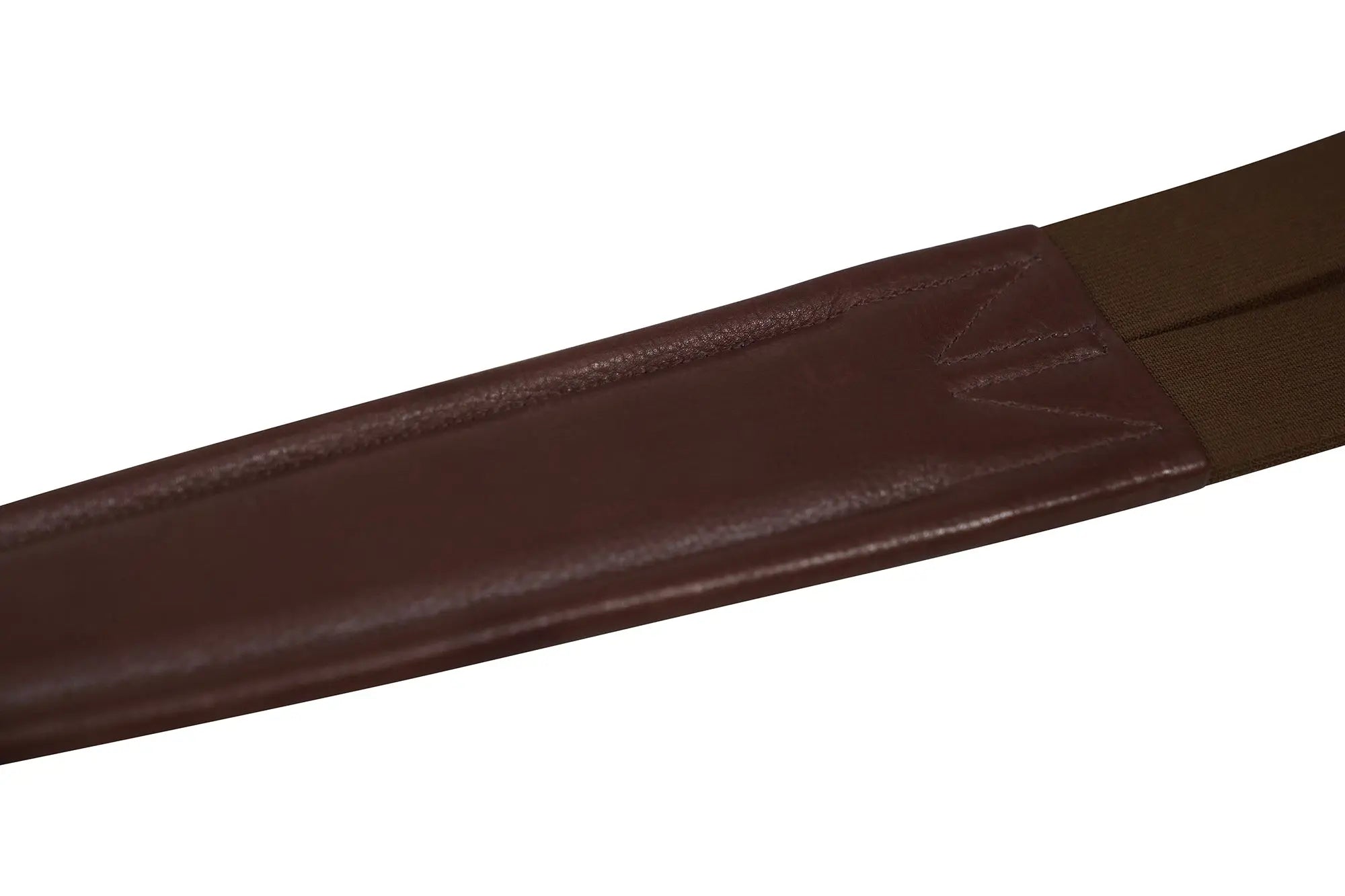 Huntley Equestrian Sedgwick Leather Fancy Stitched Padded Leather Contour Shaped Girth with Double End Elastic Huntley Equestrian