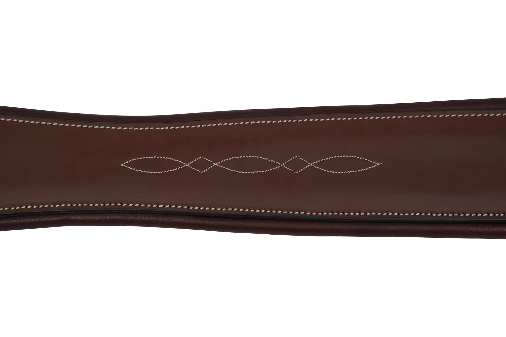 Huntley Equestrian Sedgwick Leather Fancy Stitched Padded Leather Contour Shaped Girth with Double End Elastic Huntley Equestrian