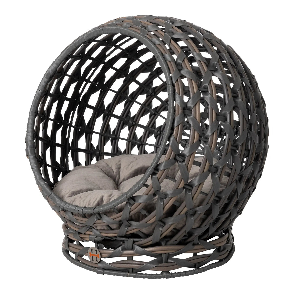 Huntley Pet Hemisphere Rattan Pet Bed, Elevated With Cushion - Huntley Equestrian