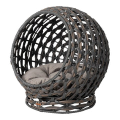 Huntley Pet Hemisphere Rattan Pet Bed, Elevated With Cushion - Huntley Equestrian