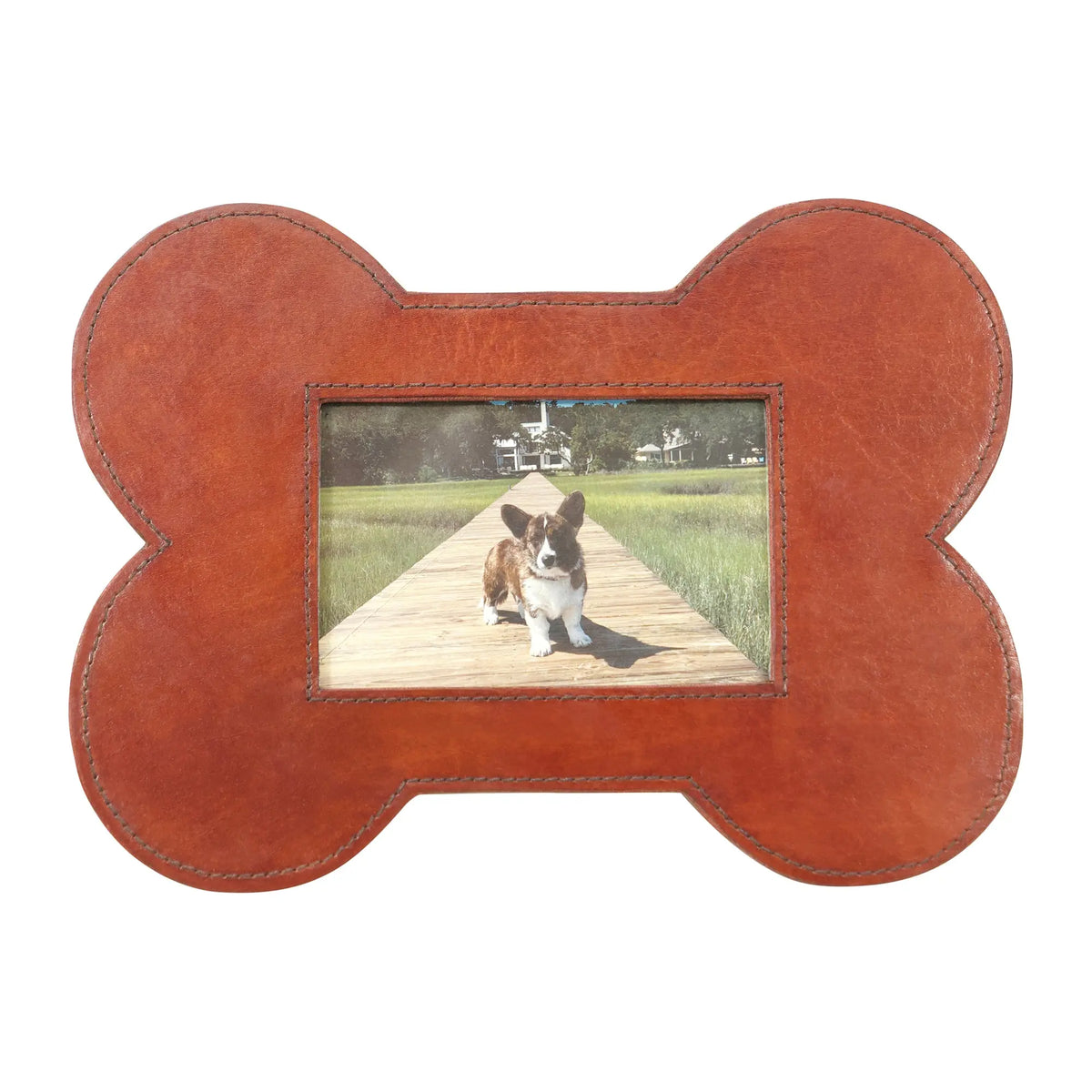 Huntley Pet Leather Bone Shaped Picture Frame, 4x6 Huntley Equestrian