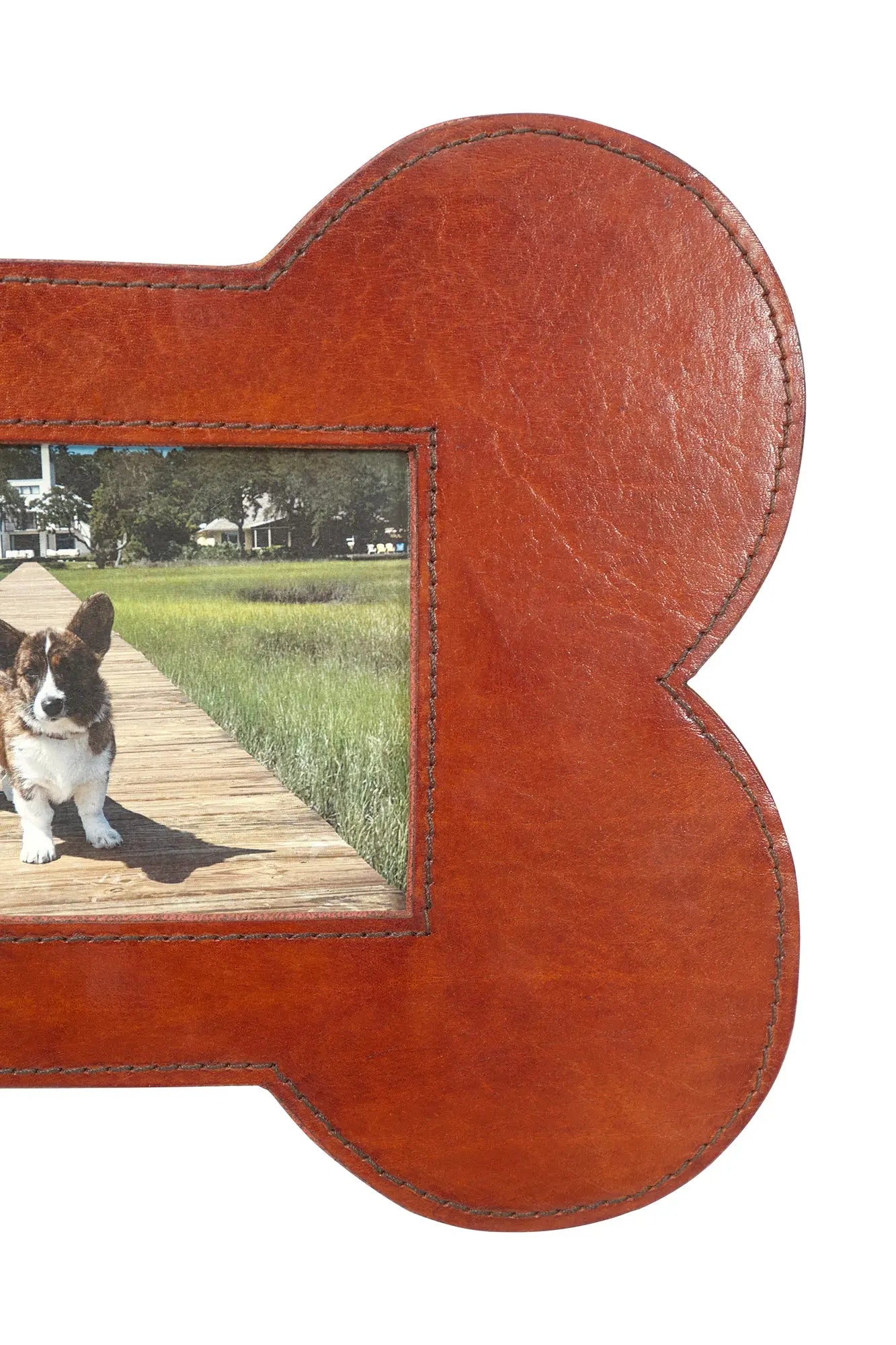 Huntley Pet Leather Bone Shaped Picture Frame, 4x6 Huntley Equestrian