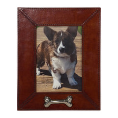 Huntley Pet Leather Picture Frame with Silver Bone Accent Huntley Equestrian