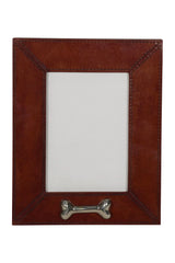 Huntley Pet Leather Picture Frame with Silver Bone Accent Huntley Equestrian