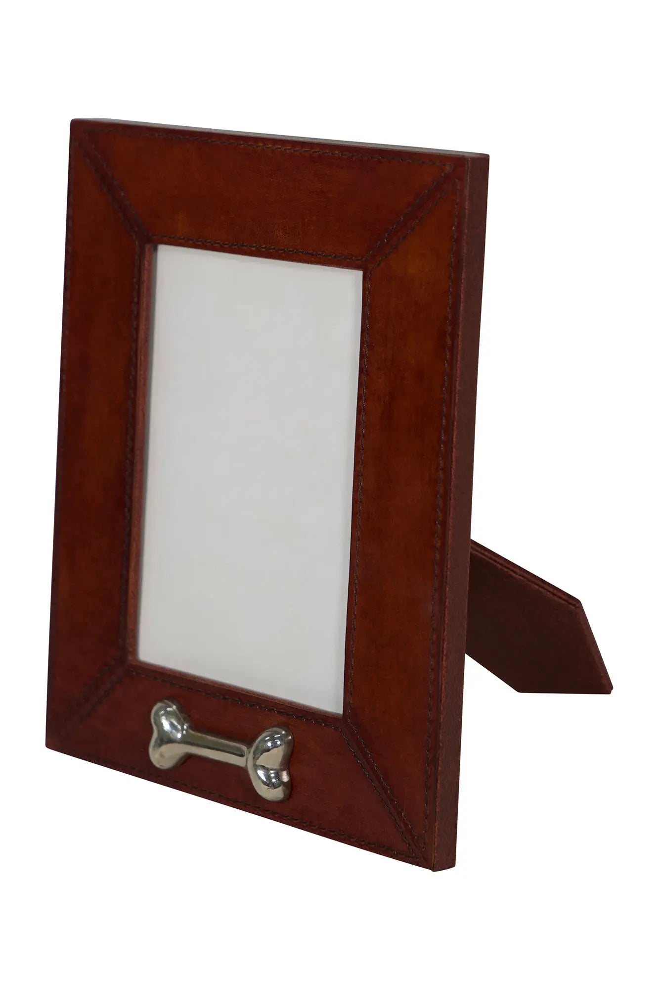 Huntley Pet Leather Picture Frame with Silver Bone Accent Huntley Equestrian