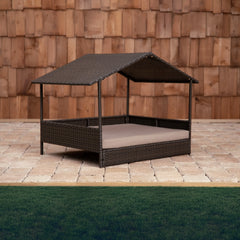 Huntley Pet Rattan Wicker Indoor Outdoor Cabana Raised Pet Bed - Huntley Equestrian