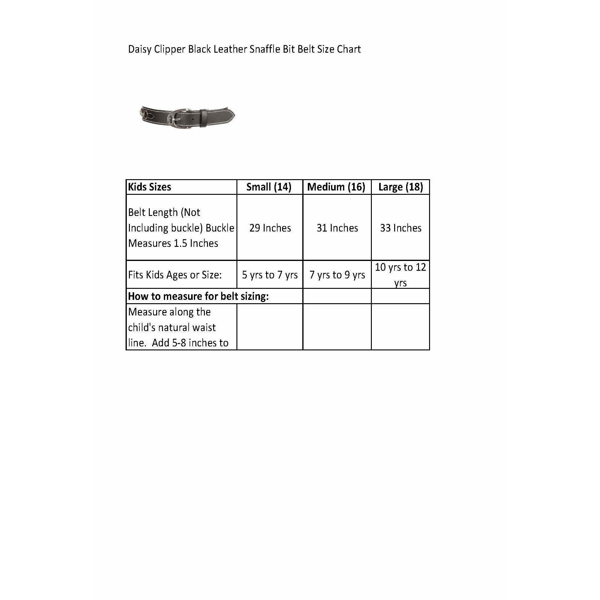 Huntley Equestrian Daisy Clipper Children's Leather Snaffle Bit Belt, Black, Medium