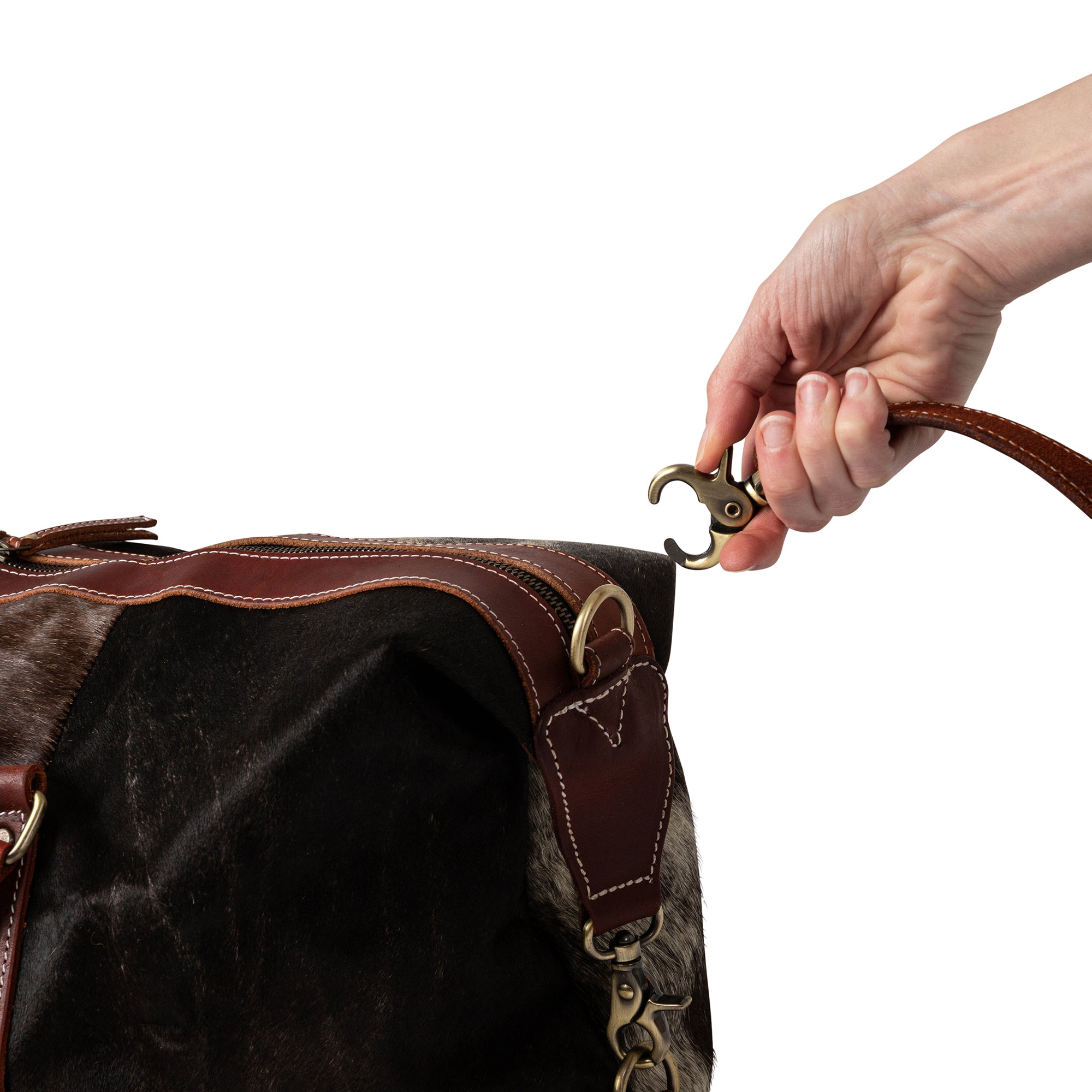 Huntley Equestrian Leopard Hair on Hide Tote Handbag