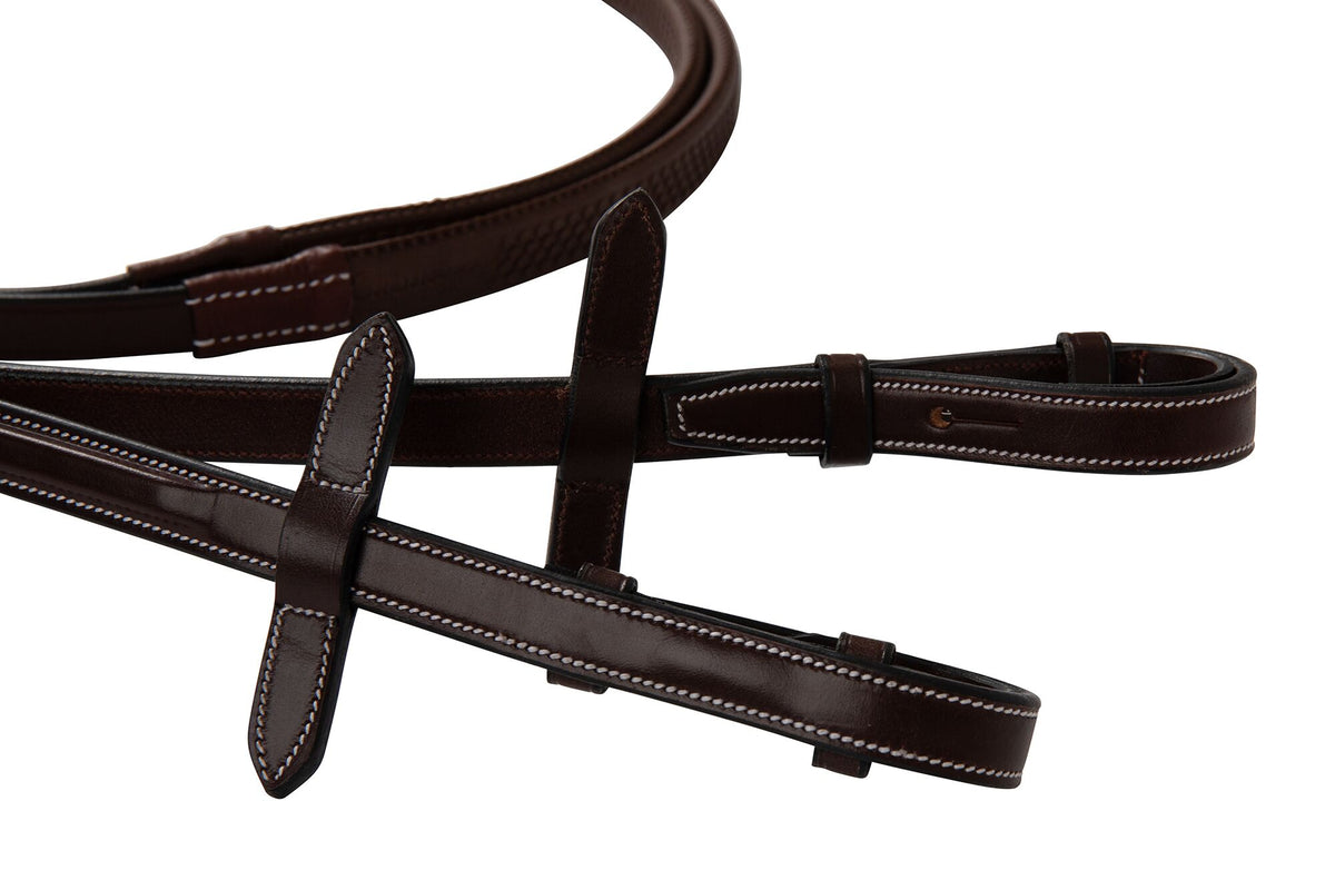 Huntley Equestrian Fancy Stitched Rubber Reins, 5/8&quot; Inch Width - Huntley Equestrian 